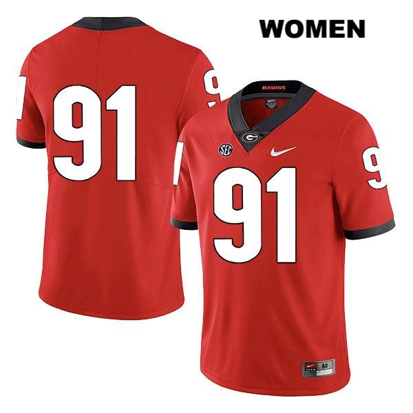 Georgia Bulldogs Women's Tymon Mitchell #91 NCAA No Name Legend Authentic Red Nike Stitched College Football Jersey GVB4756FI